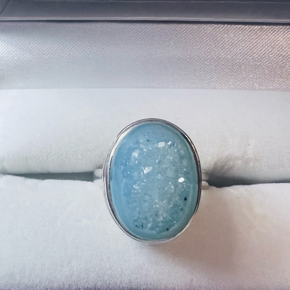 Blue Druzy Quartz Ring